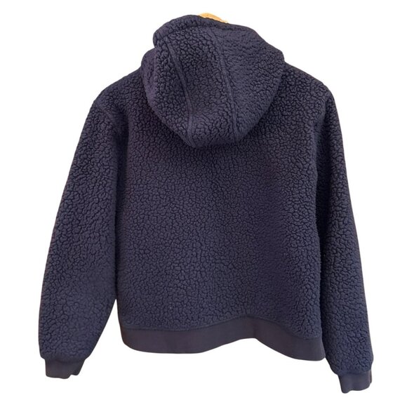 J Crew Women's Blue Pink Vintage Fleece Hoodie Medium Preppy Pullover Zip - Picture 2 of 5